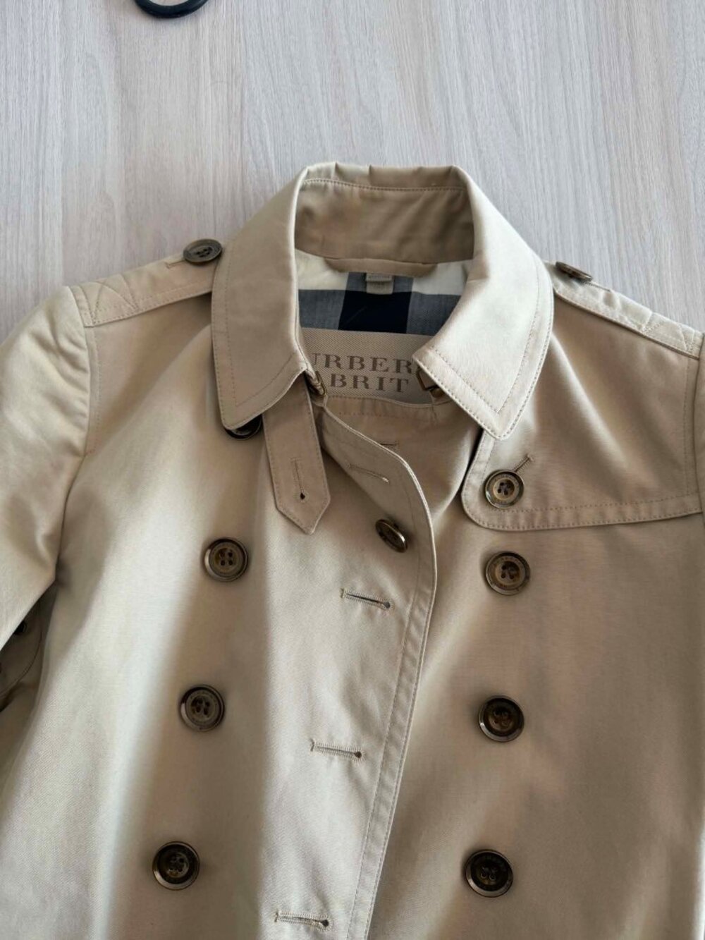 Burberry Brit Trench Coat Khaki Double Breasted - Picture 6 of 6